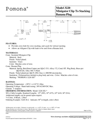 Thumbnail of document Data Sheet - 3220 Miniature Alligator Cliip to Stacking Banana Plug Patch Cord
